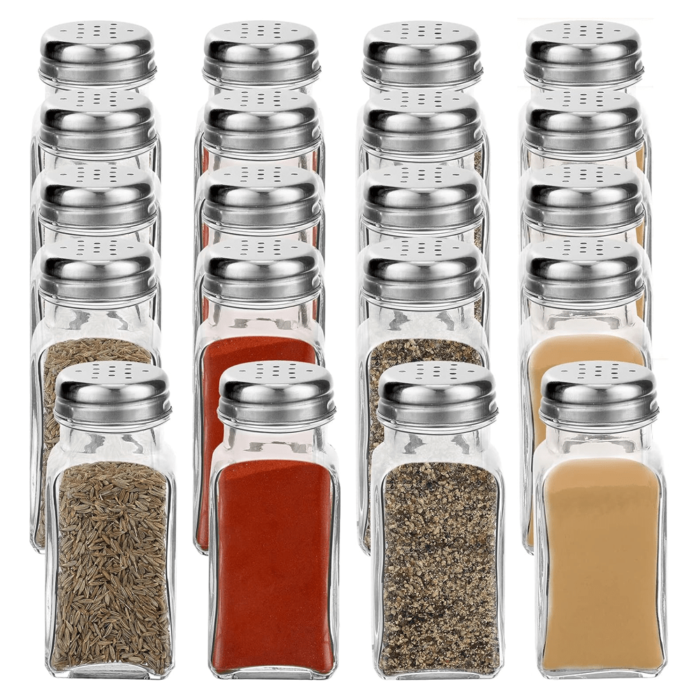 15 PIECES 2 OZ. CLEAR GLASS SQUARE SALT & PEPPER SHAKER SET