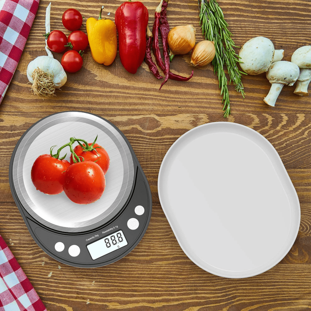 6.6 LBS ELECTRONIC KITCHEN SCALE WITH PROTECTIVE COVER & TRAY