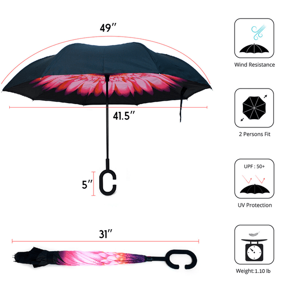 Pink Flower Reversible Umbrella