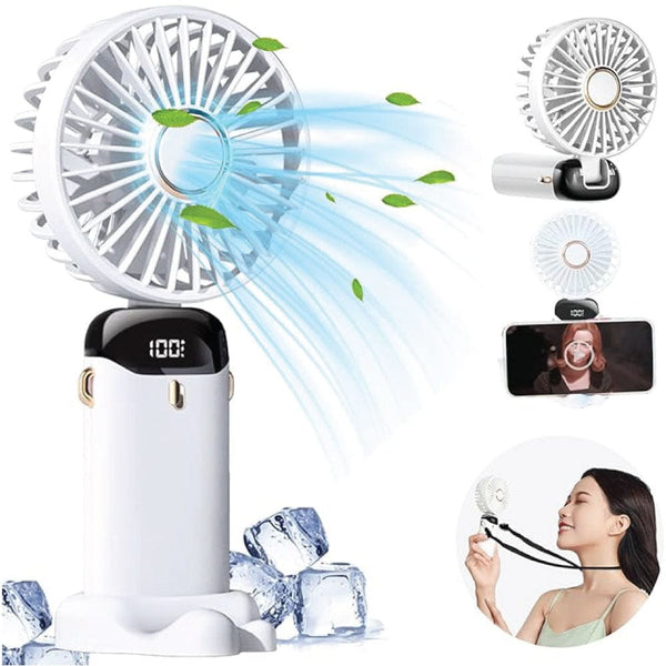 Hand Held Fan, Portable Handheld USB Rechargeable Fans with 5 Speeds, Operated Mini Fan Foldable Desk Desktop Fans