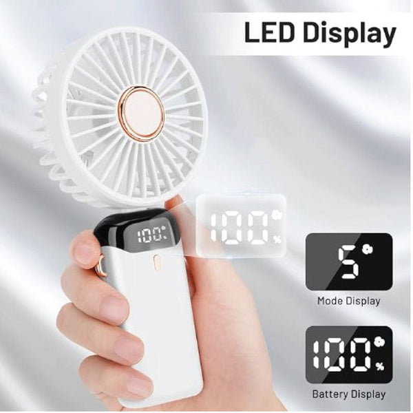Hand Held Fan, Portable Handheld USB Rechargeable Fans with 5 Speeds, Operated Mini Fan Foldable Desk Desktop Fans