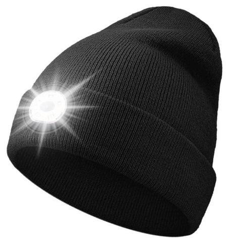 Unisex Hat with Light, USB Rechargeable Hands Free Headlamp LED Beanie