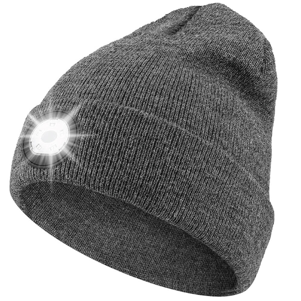 Unisex Hat with Light, USB Rechargeable Hands Free Headlamp LED Beanie