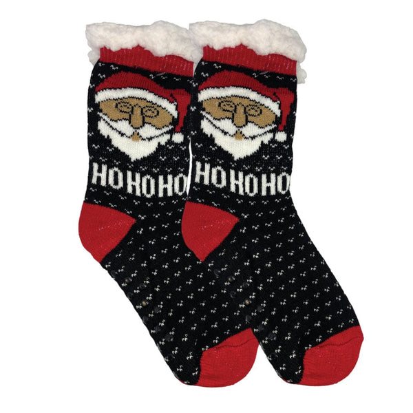 Winter Sherpa Thermal Socks Christmas Holiday Fleece Lined Cozy Warm Non-Slip Slipper Socks for Men & Women