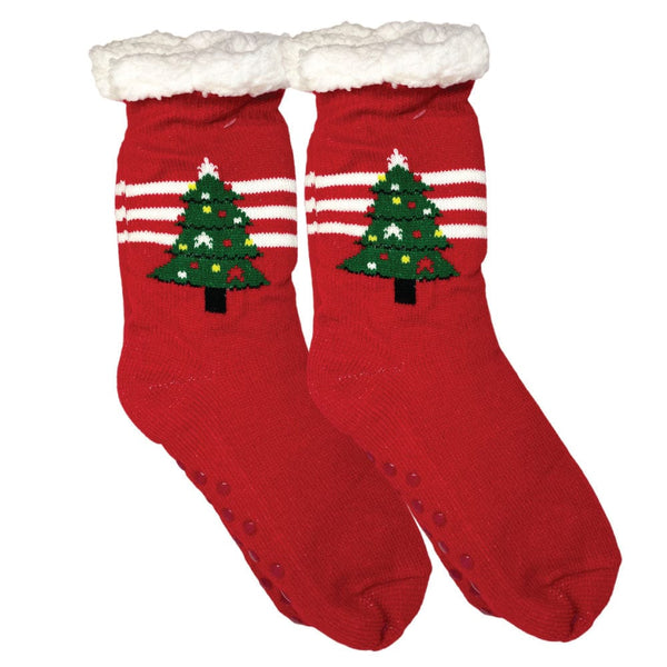 Winter Sherpa Thermal Socks Christmas Holiday Fleece Lined Cozy Warm Non-Slip Slipper Socks for Men & Women