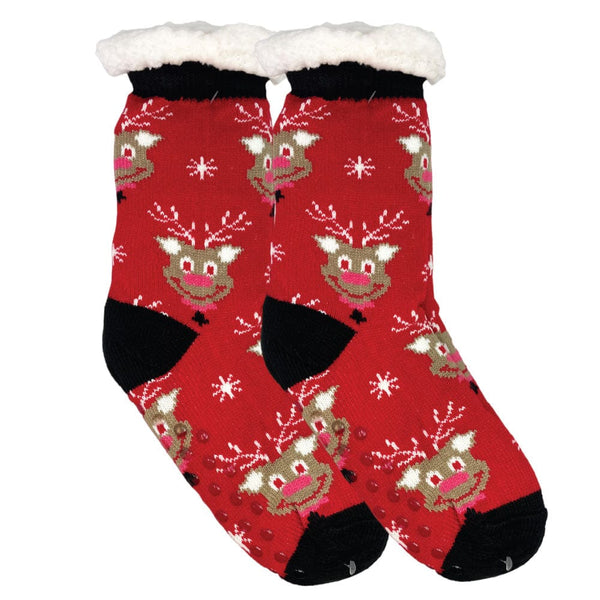 Winter Sherpa Thermal Socks Christmas Holiday Fleece Lined Cozy Warm Non-Slip Slipper Socks for Men & Women