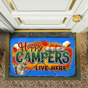 "Happy Campers Live Here" Welcome Doormat