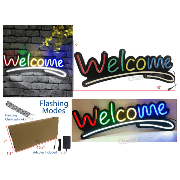 "Welcome" LED Neon Sign - 2 Sizes Available