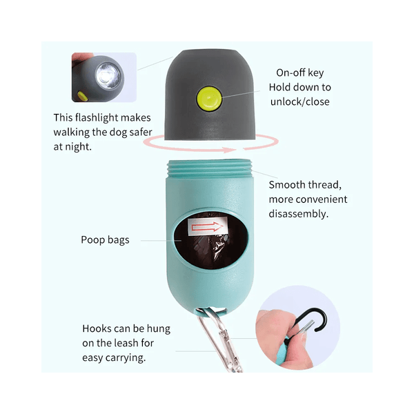 4 Pack Pet Waste Bag Dispenser with Built-in Flashlight