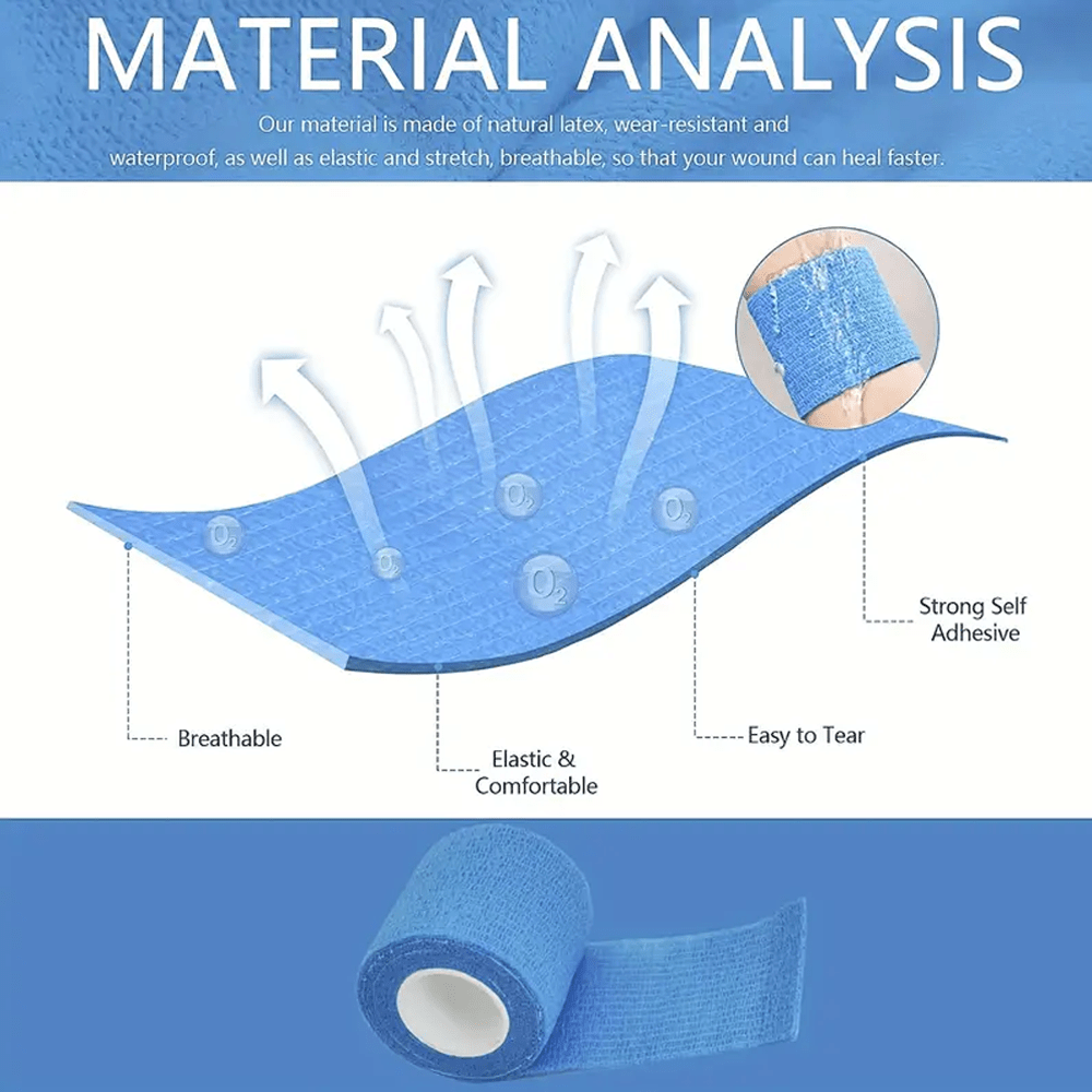 12 Rolls 5 Yards Self-Adhesive Bandage Wrap - Versatile and Convenient First Aid Solution