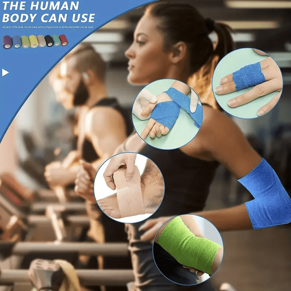 12 Rolls 5 Yards Self-Adhesive Bandage Wrap - Versatile and Convenient First Aid Solution