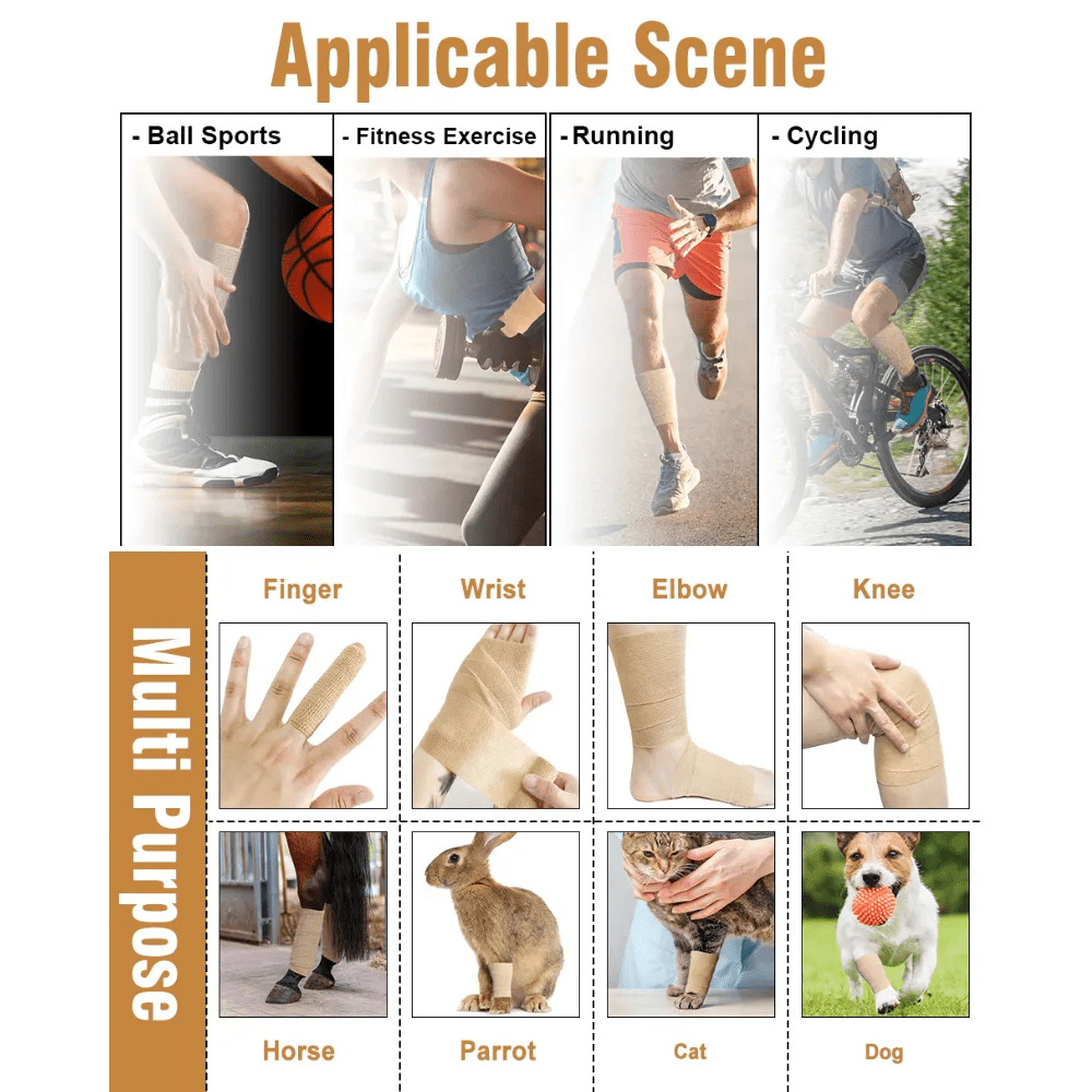 12 Rolls 5 Yards Self-Adhesive Bandage Wrap - Versatile and Convenient First Aid Solution
