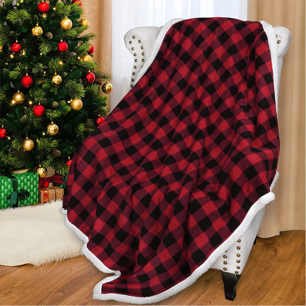 COZY PLAID FLEECE FLANNEL PLUSH MICROFIBER BLANKET 78