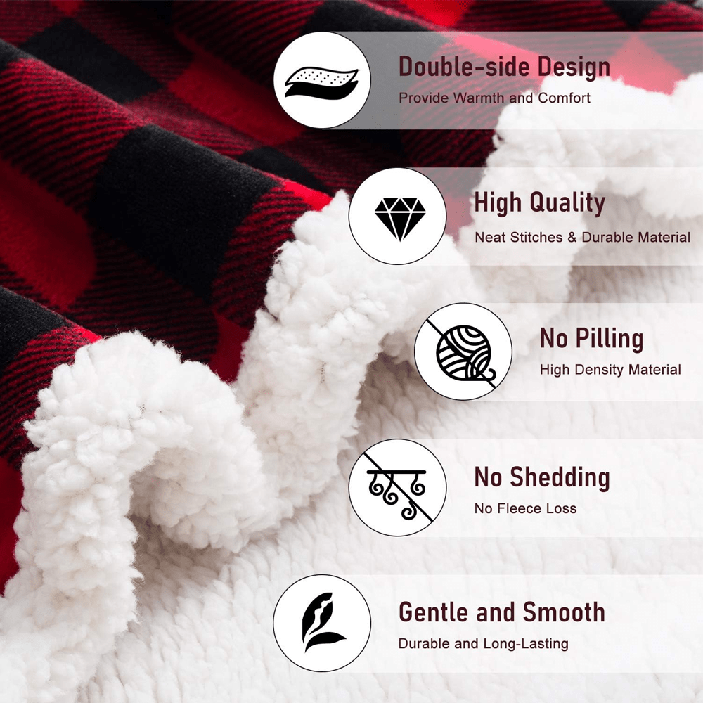 COZY PLAID FLEECE FLANNEL PLUSH MICROFIBER BLANKET 78