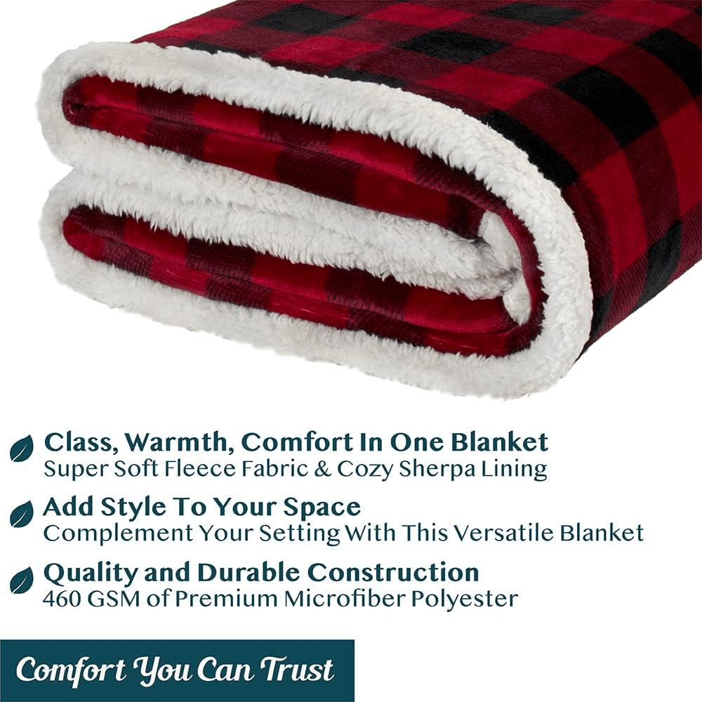 COZY PLAID FLEECE FLANNEL PLUSH MICROFIBER BLANKET 78