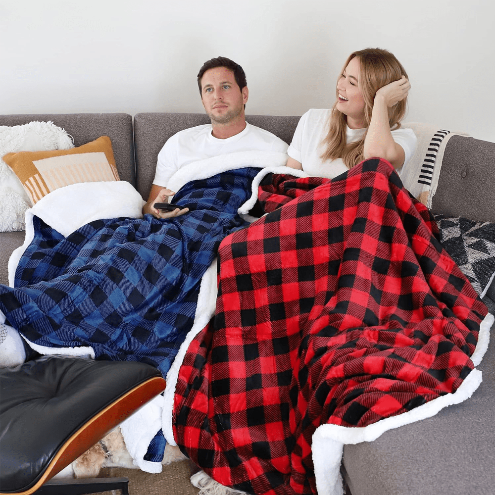 COZY PLAID FLEECE FLANNEL PLUSH MICROFIBER BLANKET 78