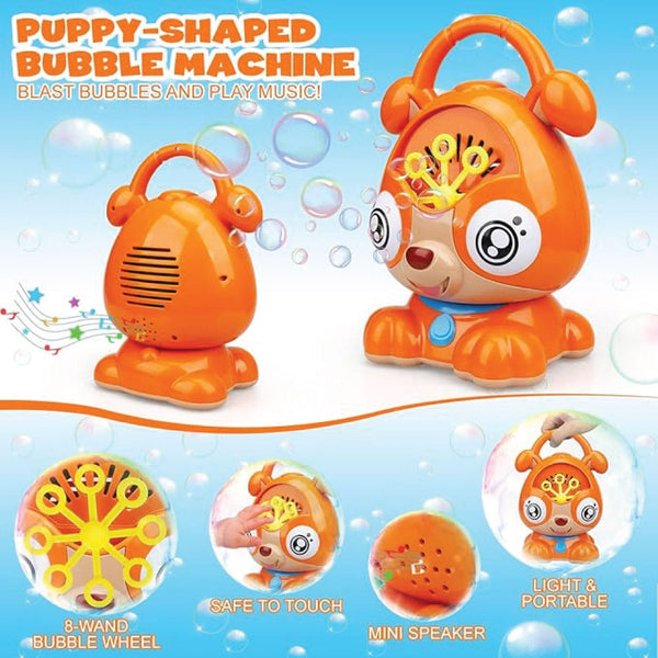 Puppy Bubble Machine for Kids Automatic Bubble Blower with Music & Lights Outdoor Toy