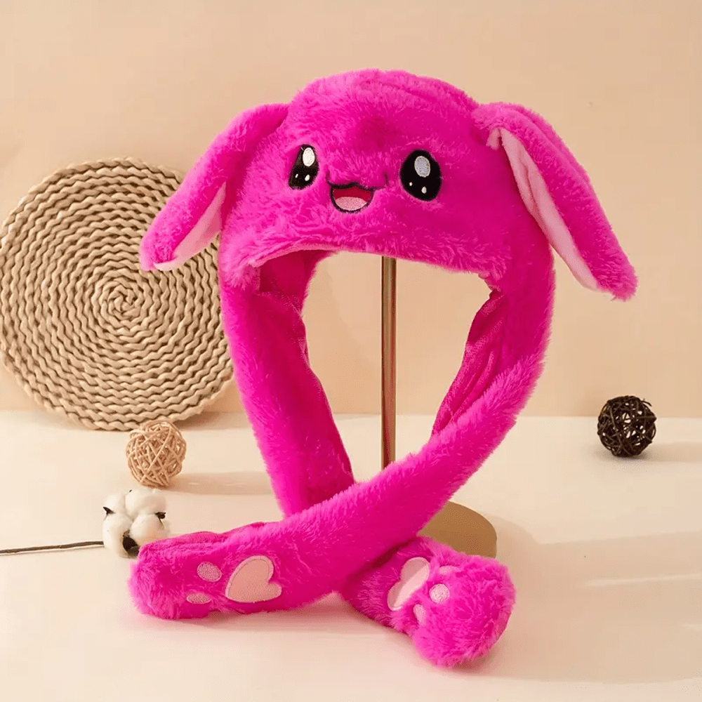 Light-Up Cartoon Plush Ear Moving Bunny Hats