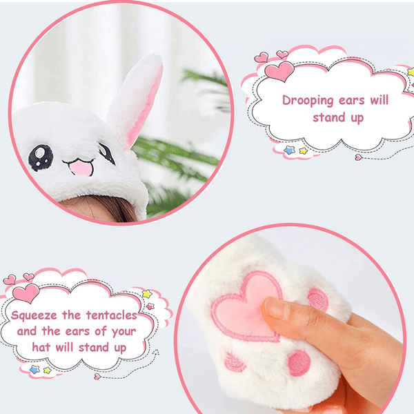 Light-Up Cartoon Plush Ear Moving Bunny Hats