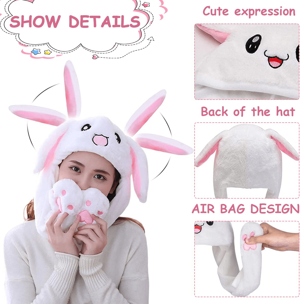 Light-Up Cartoon Plush Ear Moving Bunny Hats