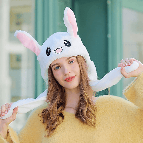Light-Up Cartoon Plush Ear Moving Bunny Hats
