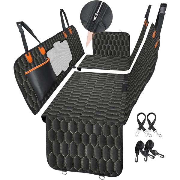 6-in-1 Dog Car Seat Cover for Back Seat, 100% Waterproof Car Hammock for Dogs
