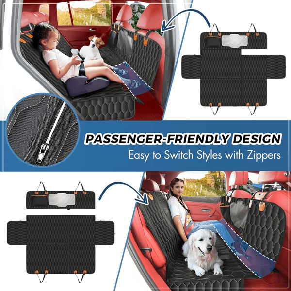 6-in-1 Dog Car Seat Cover for Back Seat, 100% Waterproof Car Hammock for Dogs