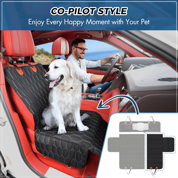6-in-1 Dog Car Seat Cover for Back Seat, 100% Waterproof Car Hammock for Dogs