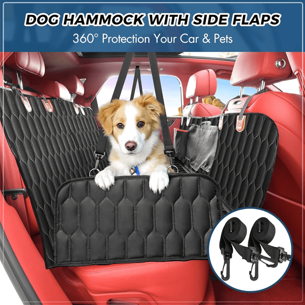 6-in-1 Dog Car Seat Cover for Back Seat, 100% Waterproof Car Hammock for Dogs