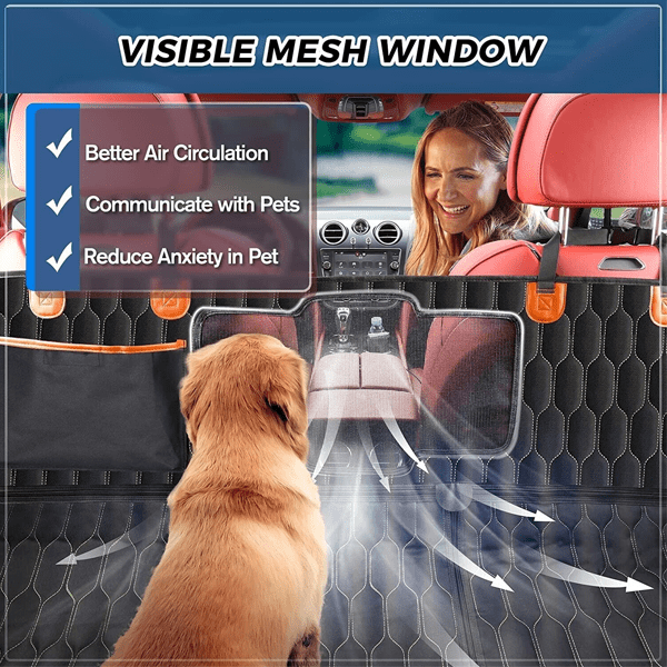 6-in-1 Dog Car Seat Cover for Back Seat, 100% Waterproof Car Hammock for Dogs