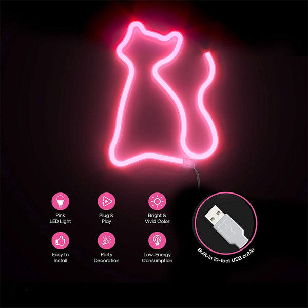 Pink Cat Neon LED Wall Light