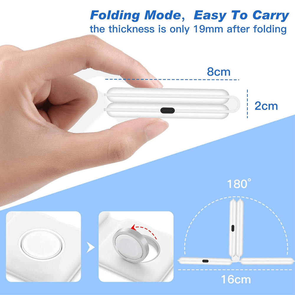 Magnetic Duo Wireless Charger, 2 in 1 Portable Foldable Power Station for Apple Watch 7/6/5/4/3/2, Multiple Device Wireless Charger for iPhone, AirPods