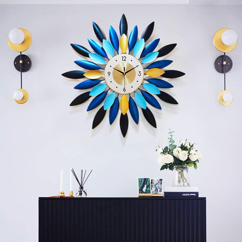 Leaf Pattern Metal Vintage Wall Clock