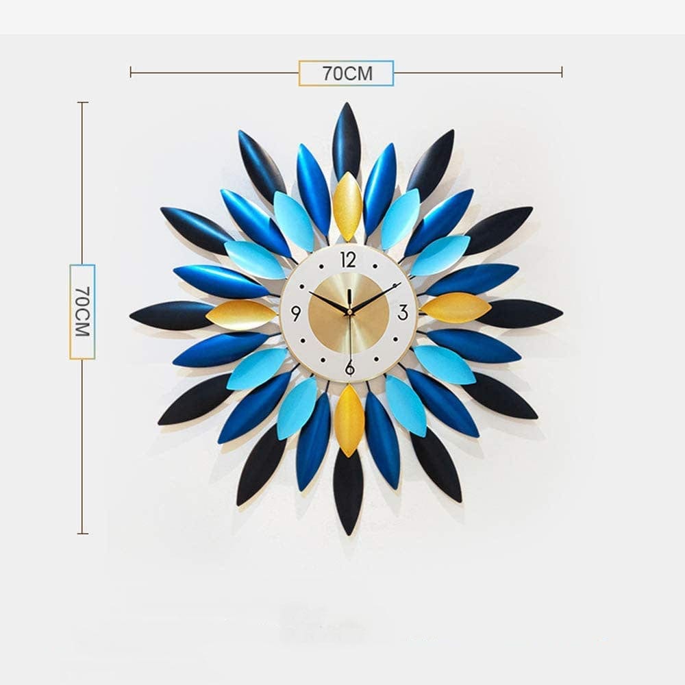 Leaf Pattern Metal Vintage Wall Clock