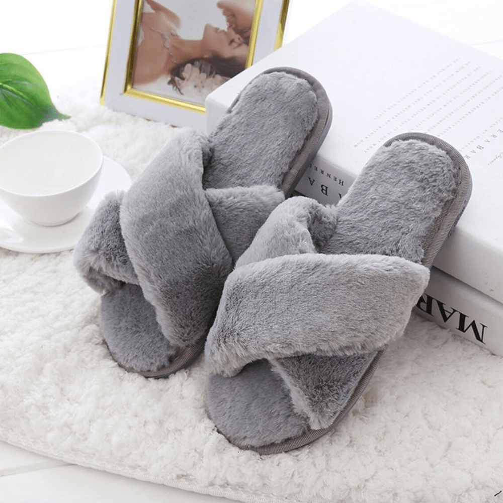 Women's Criss Cross Slippers, Indoor Slipper, Comfy Cozy Slide, Open Toe Slippers