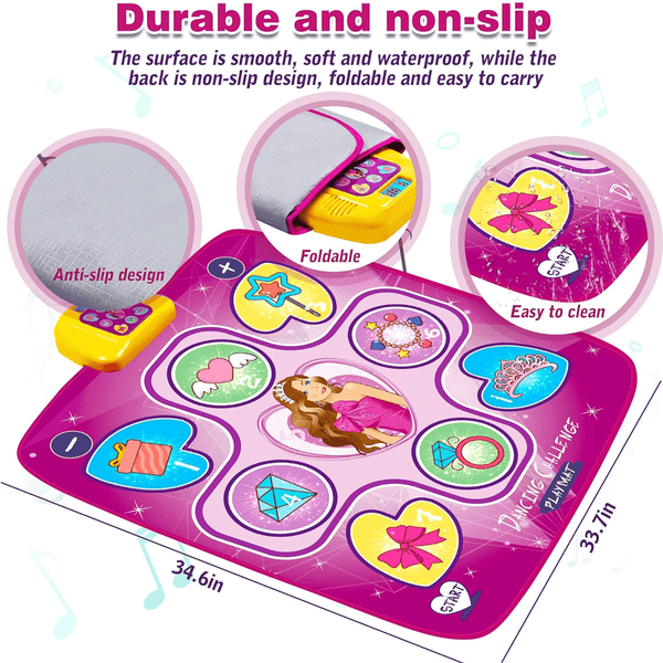 Light Up Musical Dance Mat For Kids 3-12 Years Old with 6 Game Modes