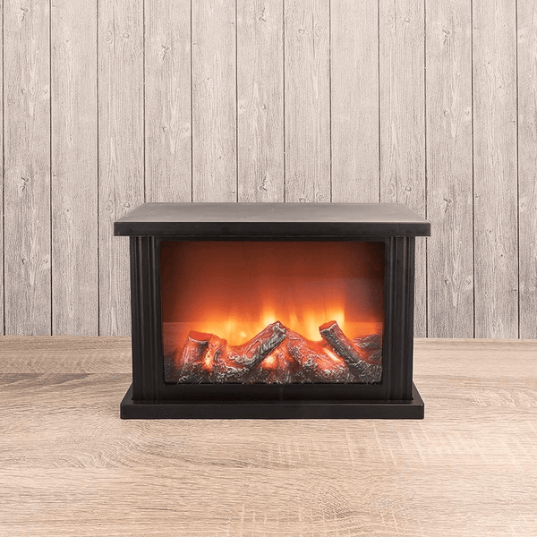 Flame Effect Fireplace Display Flameless Portable LED Lantern - Battery Operated