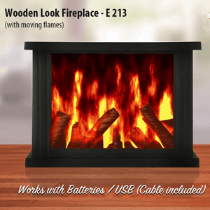 Flame Effect Fireplace Display Flameless Portable LED Lantern - Battery Operated