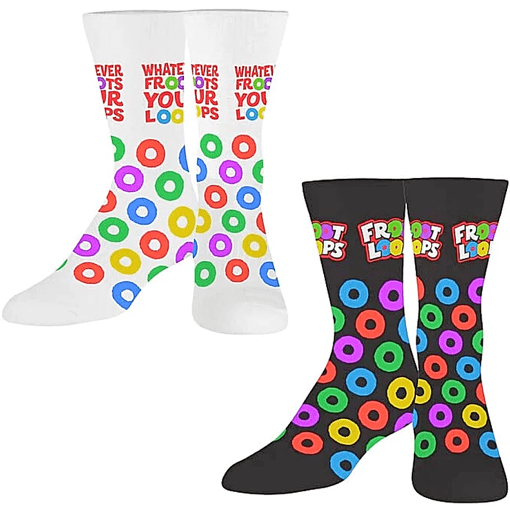 2 PAIRS UNISEX FROOT LOOPS LICENSED CREW SOCKS