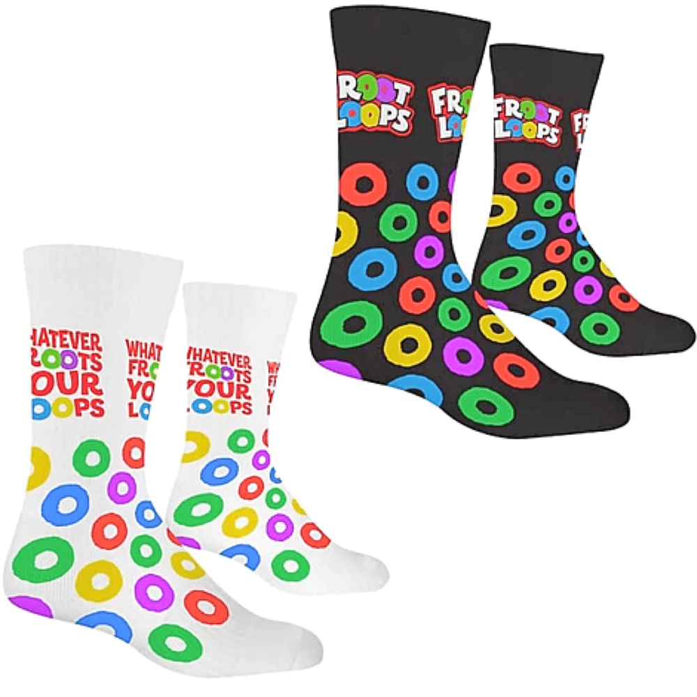 2 PAIRS UNISEX FROOT LOOPS LICENSED CREW SOCKS