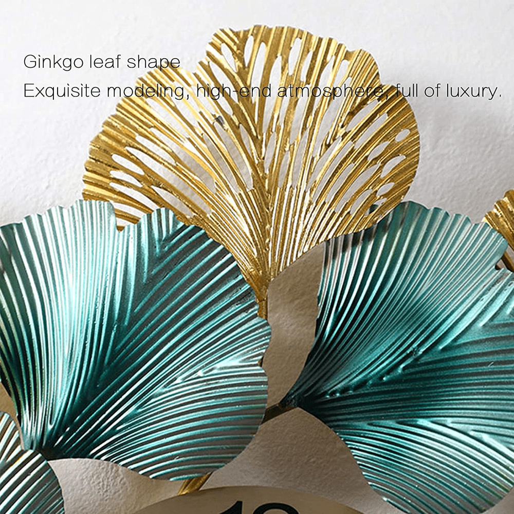 Wrought Iron Gingko Leaf Motif Mural Wall Clock