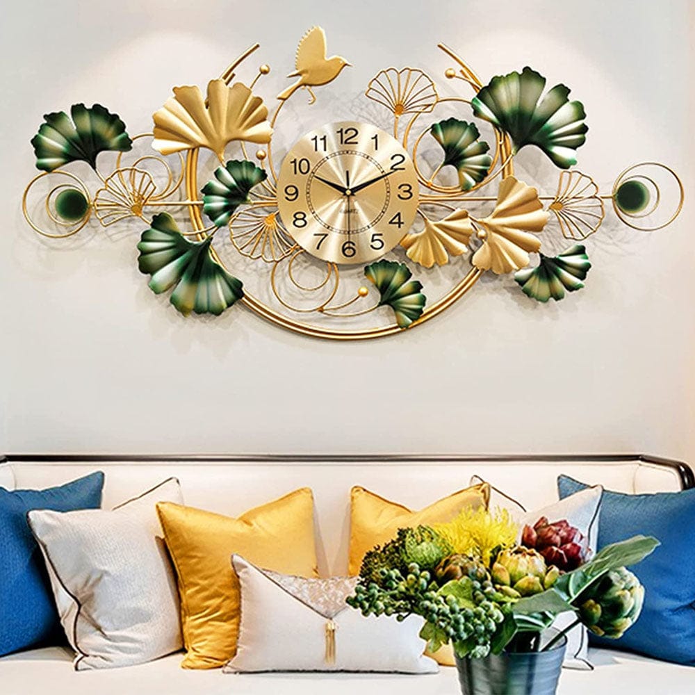 Ginko Leaf Art Metal Vintage Wall Clock