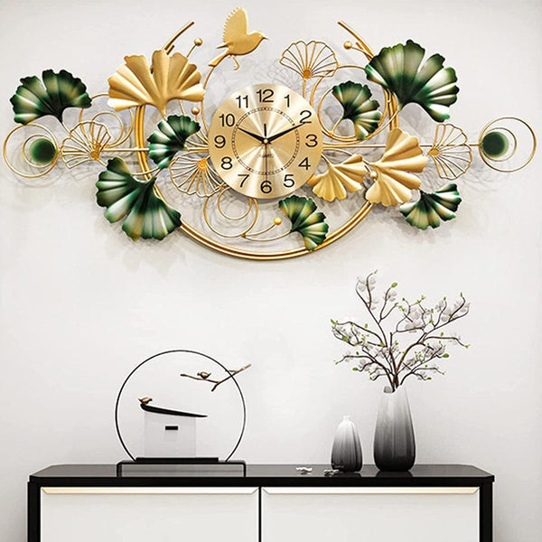 Ginko Leaf Art Metal Vintage Wall Clock