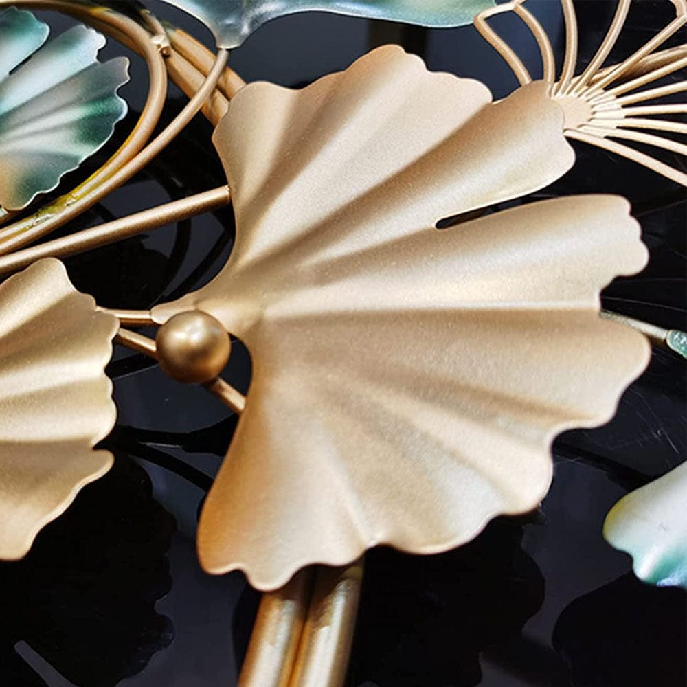 Ginko Leaf Art Metal Vintage Wall Clock