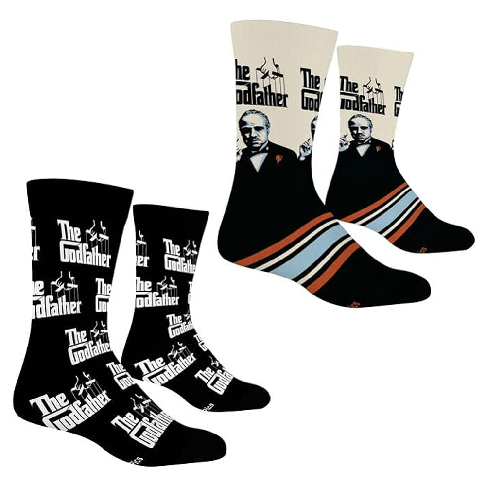 2 PAIRS UNISEX THE GODFATHER LICENSED NOVELTY CREW SOCKS