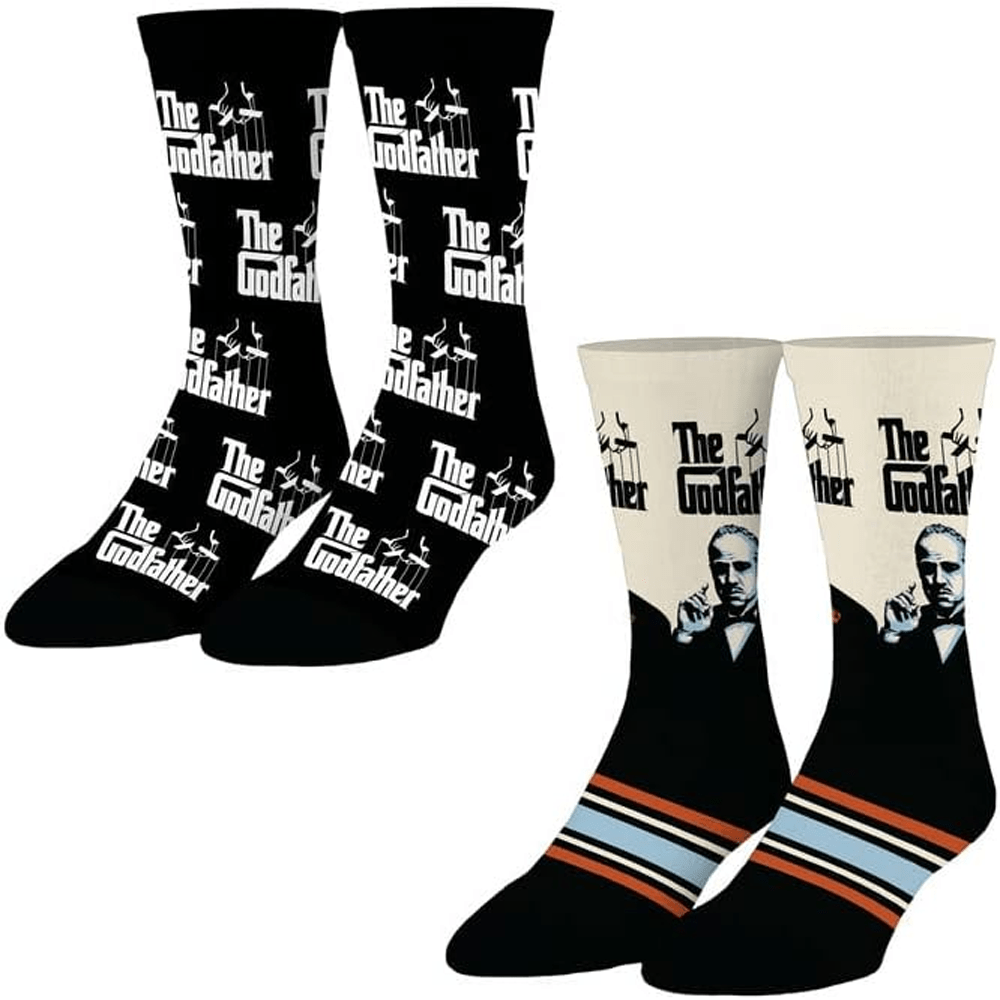 2 PAIRS UNISEX THE GODFATHER LICENSED NOVELTY CREW SOCKS