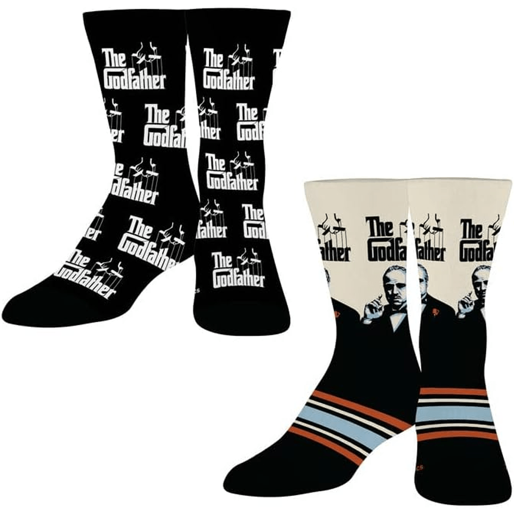 2 PAIRS UNISEX THE GODFATHER LICENSED NOVELTY CREW SOCKS