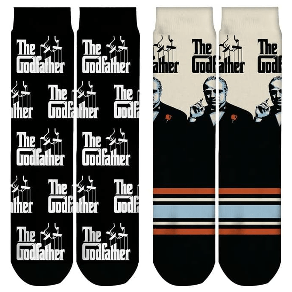2 PAIRS UNISEX THE GODFATHER LICENSED NOVELTY CREW SOCKS