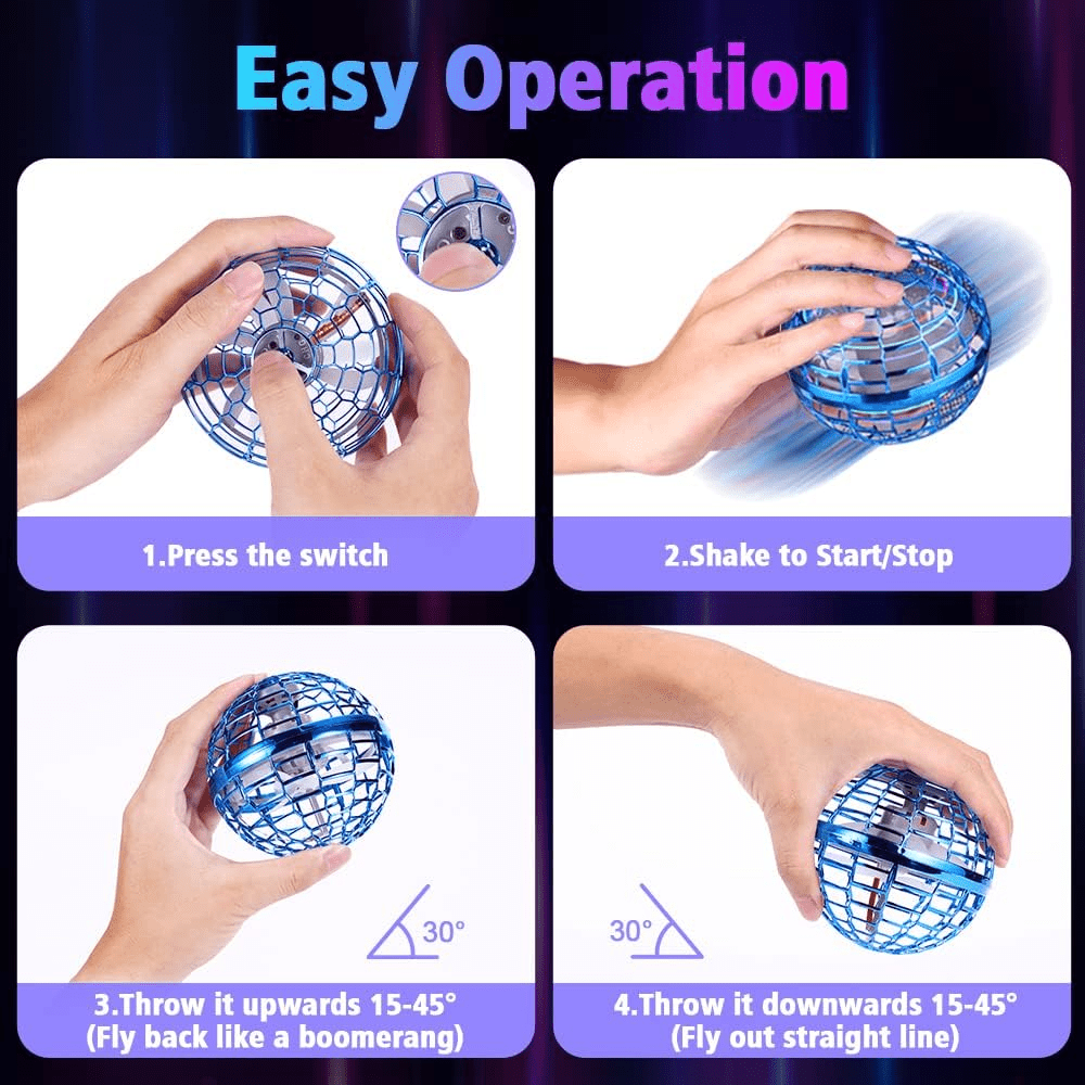 Gyro Sphere Flying Spinners with Dynamic RGB Light