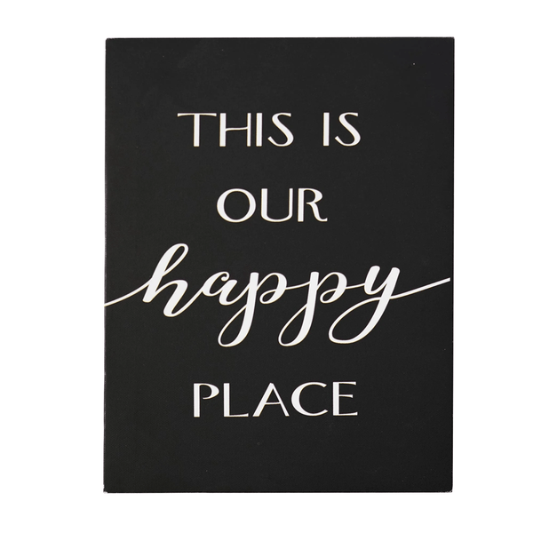 "This is Our Happy Place" Farmhouse Typography Canvas Art Print - 6.5"x8.5"